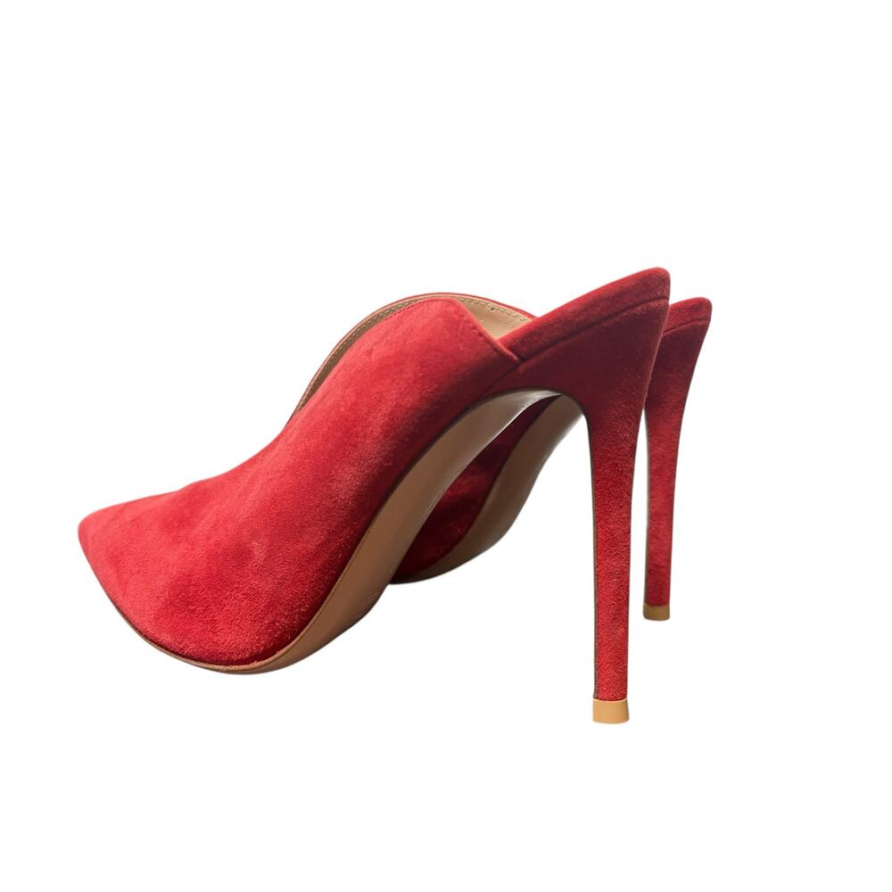 Gianvito Rossi Red Suede Mules Stiletto Pumps Size 37 6.5 - Picture 4 of 7